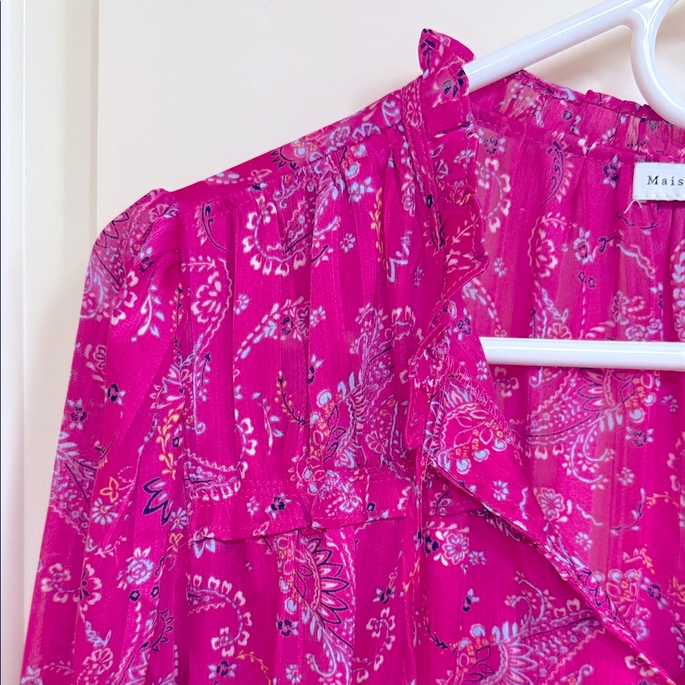 Vibrant Pink Paisley Blouse - Picture 6 of 13